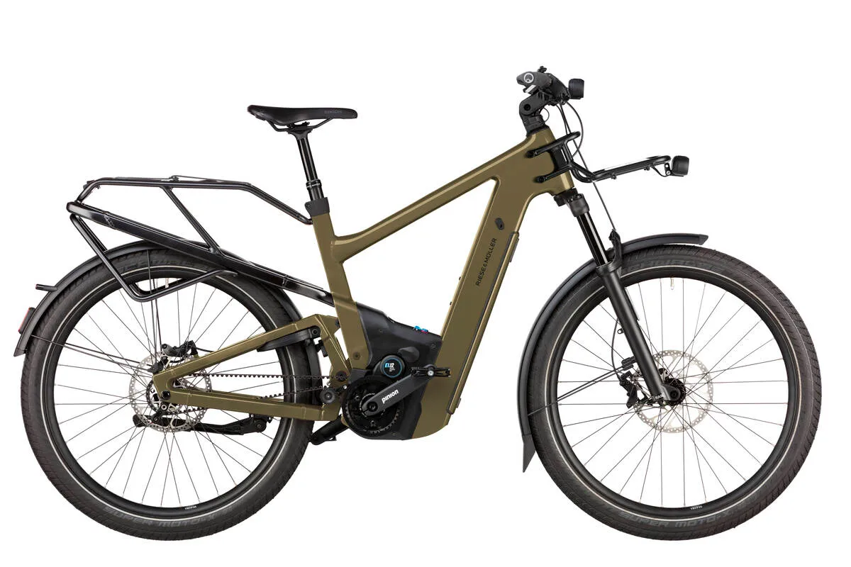 Riese & Müller Delite5 GT Pinion in amber with front carrier