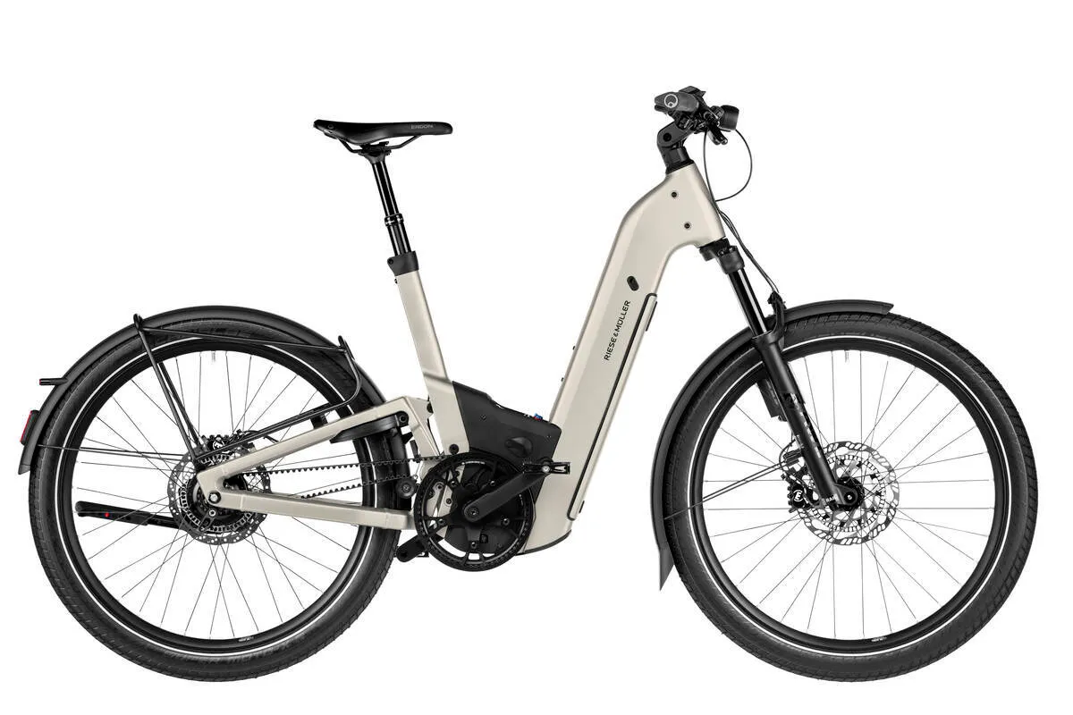 Riese & Müller Homage5 GT Rohloff in warm silver with pannier rack