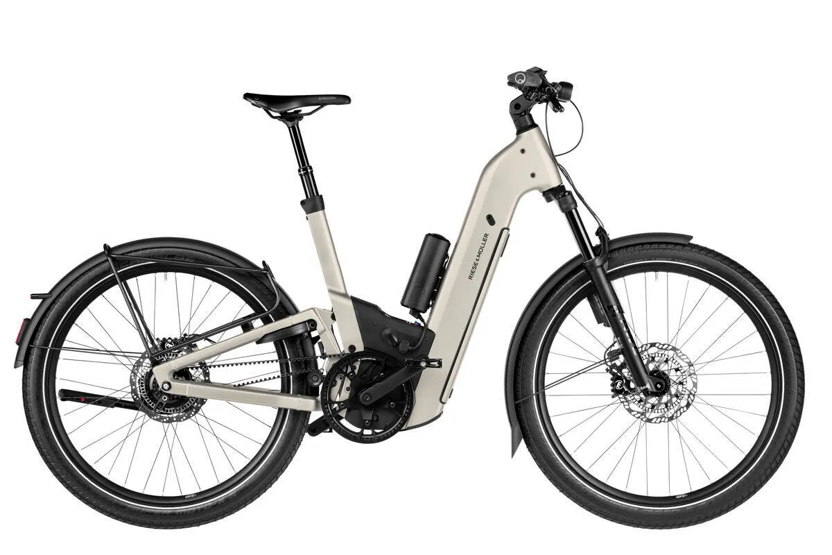 Riese & Müller Homage5 GT Rohloff in warm silver with range extender and pannier rack