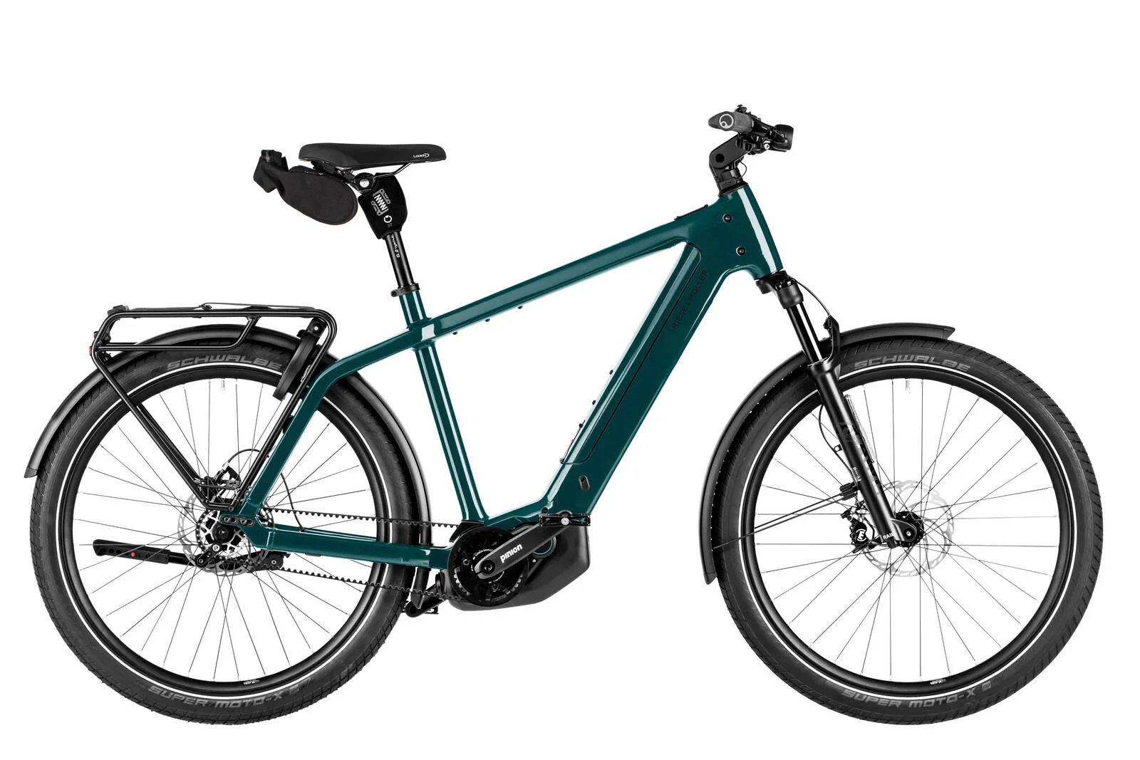 Riese & Müller Charger5 Pinion in pine green with diamond frame.