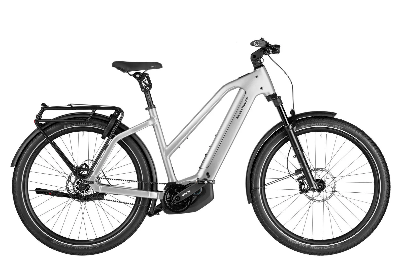 Riese & Müller Charger5 Mixte Pinion in magnesium with step-through frame.