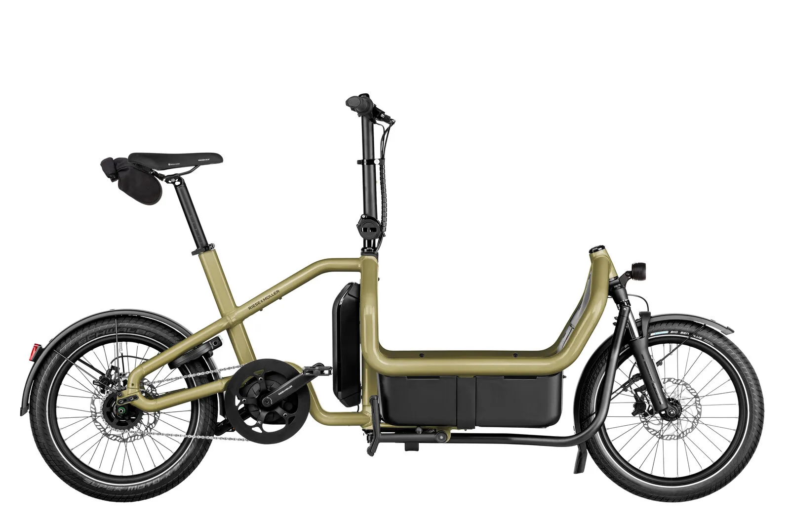 Riese & Müller Carrie2 city in anise with compact Flex Box cargo area.