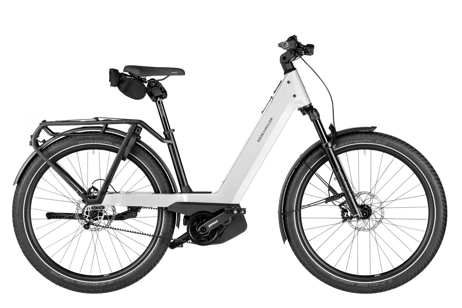 Riese & Müller Nevo5 pinion in pure white.