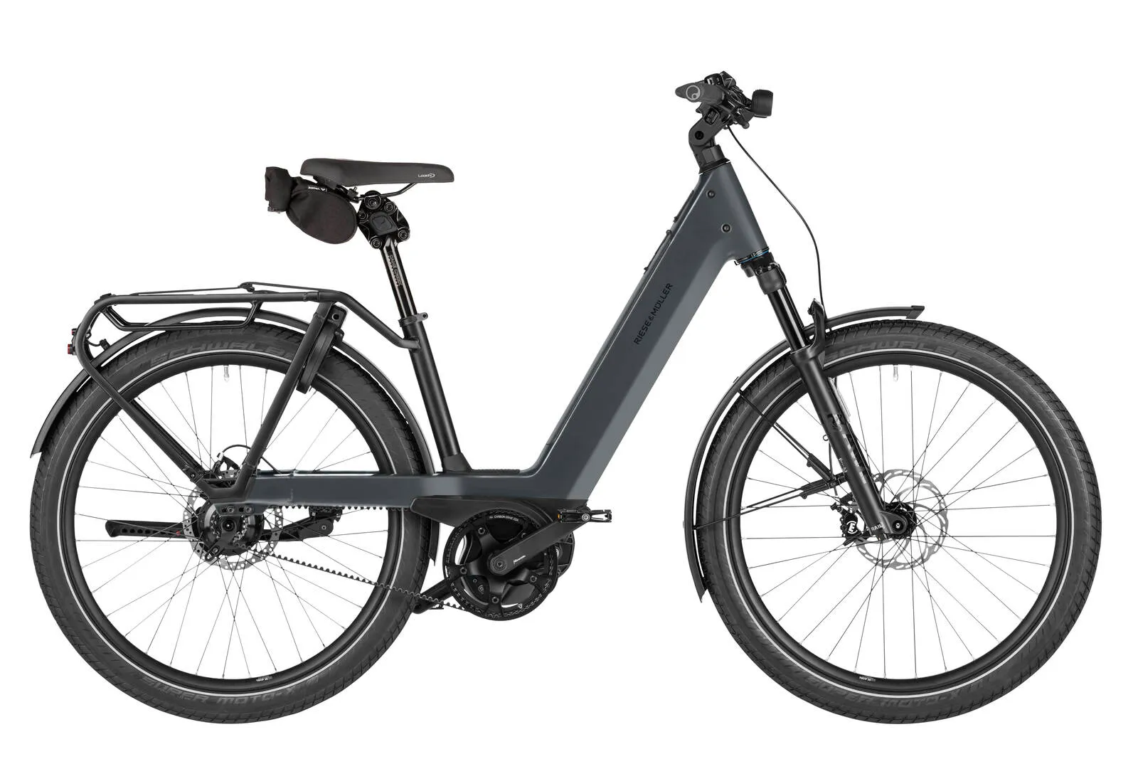 Riese & Müller Nevo5 rohloff in slate grey with belt drive.