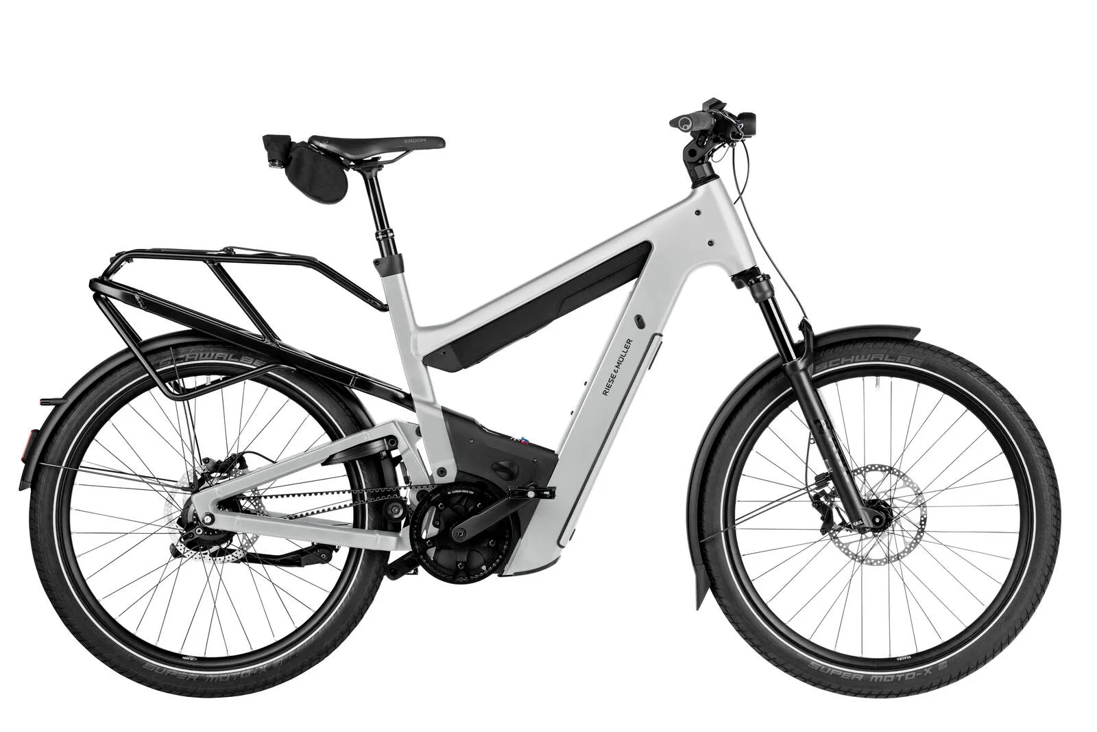 Riese & Müller Superdelite5 rohloff in shadow, side profile.