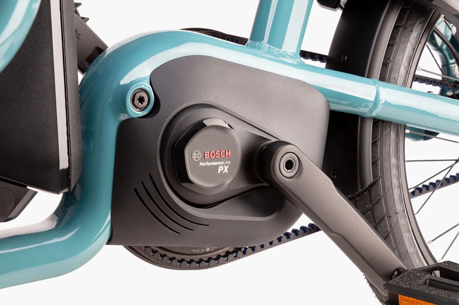 Close-up of the Bosch Performance Line PX motor on the Carrie2.