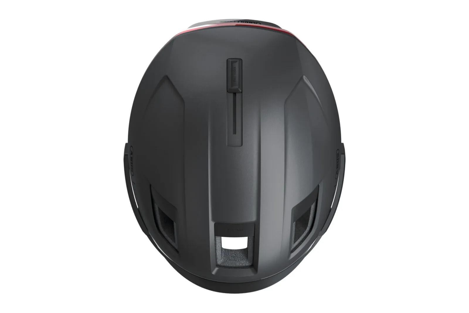 ABUS HYP-E ACE helmet in volcano titan, top view showing vent covers