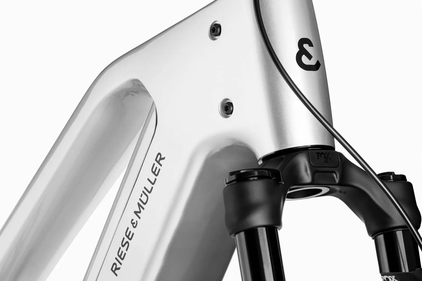 A cyclist riding the Riese & Müller Charger5 Mixte through beautiful natural surroundings.