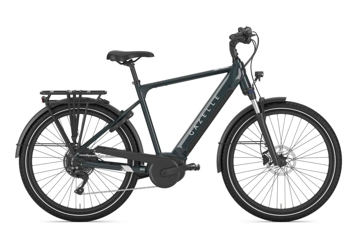 Gazelle Medeo T10 in pine green gloss with high-step frame.