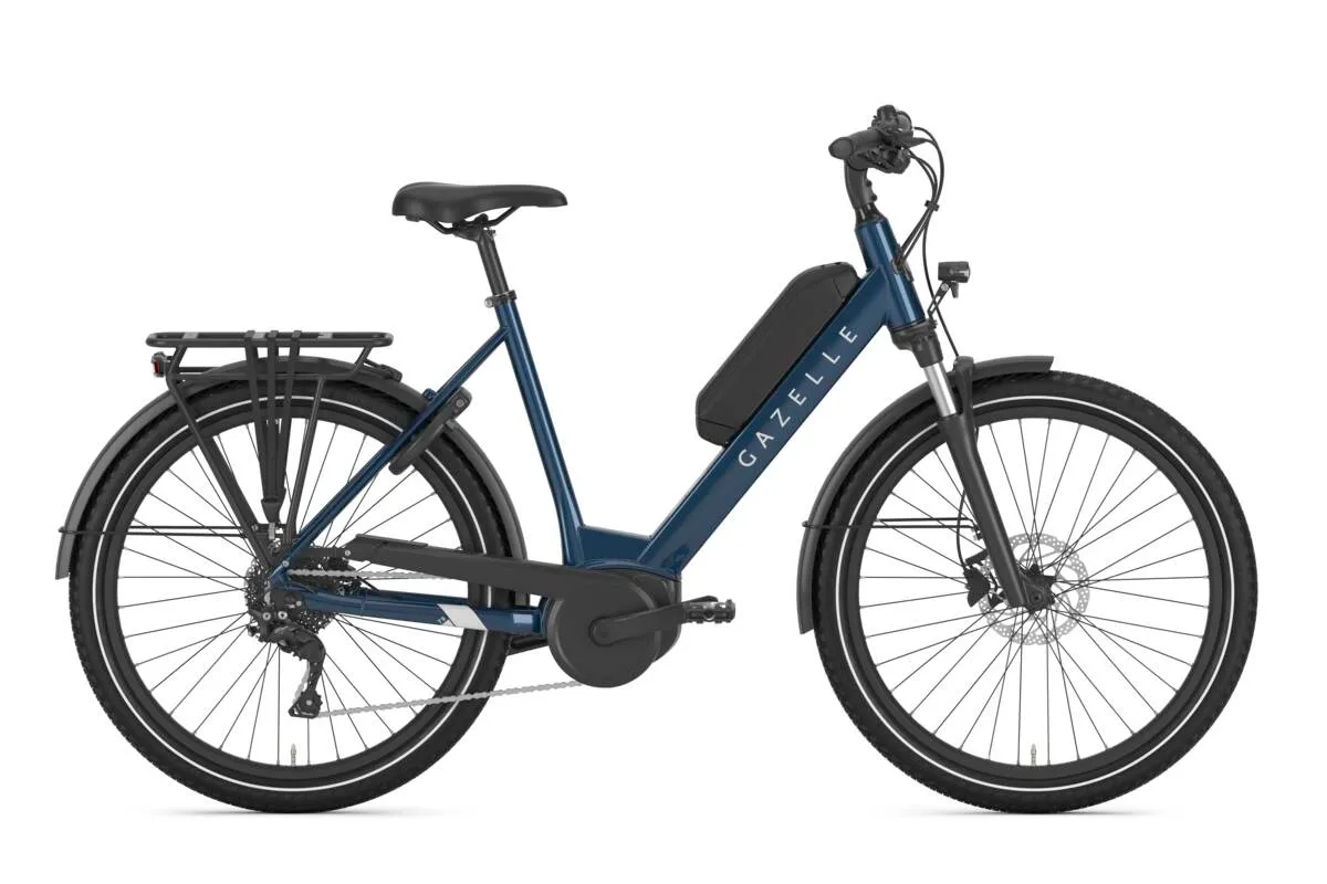 Gazelle Medeo T9 in ink blue gloss with low-step frame.