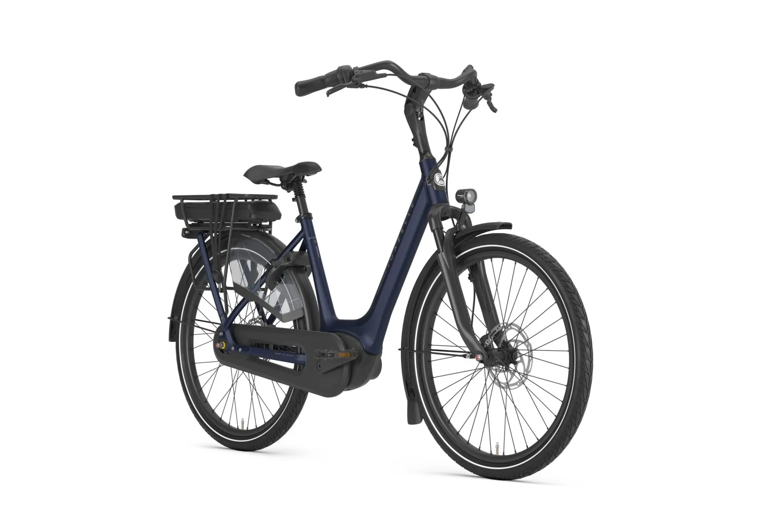 Gazelle Orange C8 26" in saturn blue matte, front view.