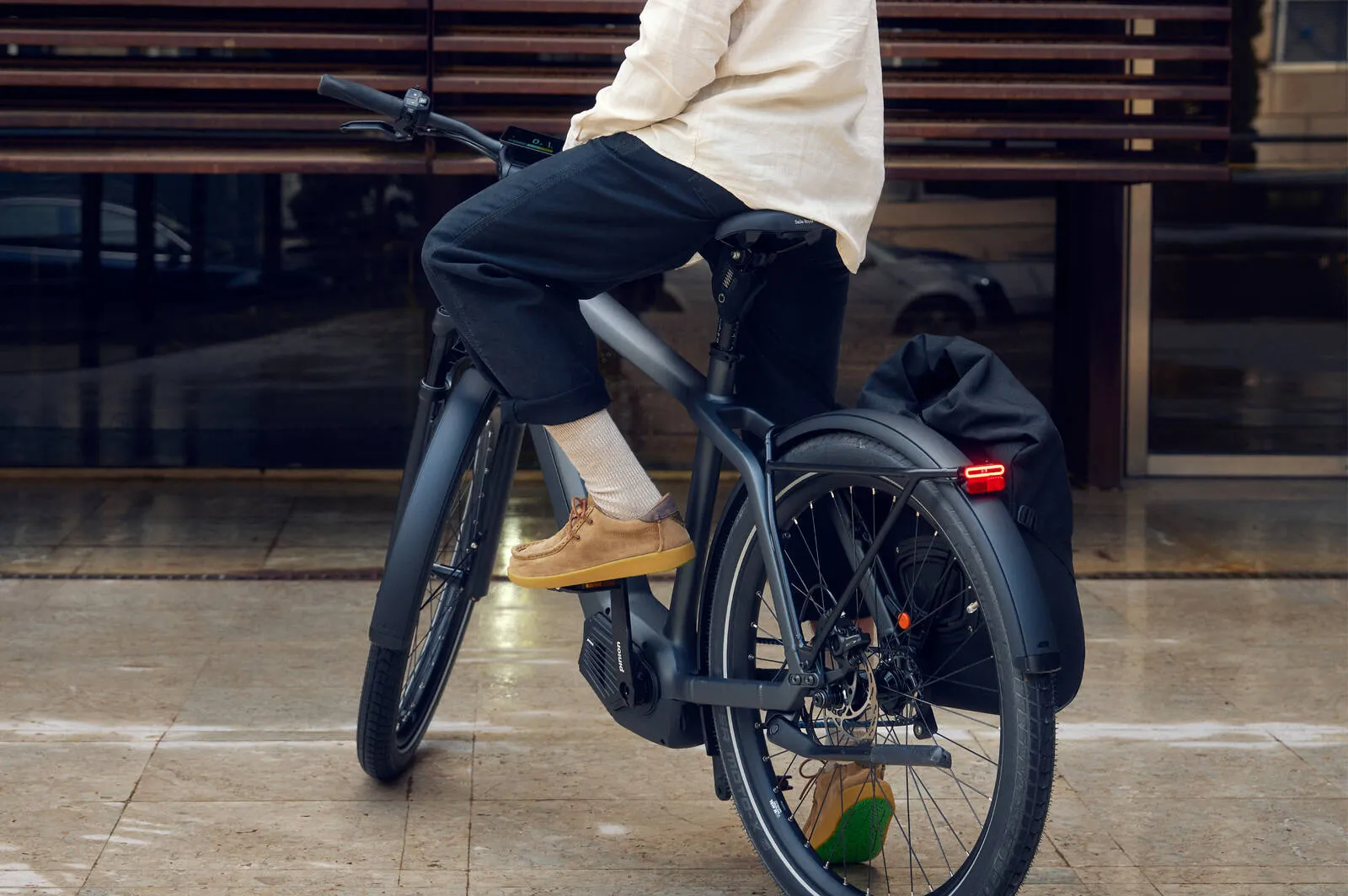 Riese & Müller Charger5 pinion highlighting the sleek frame design and integrated battery.