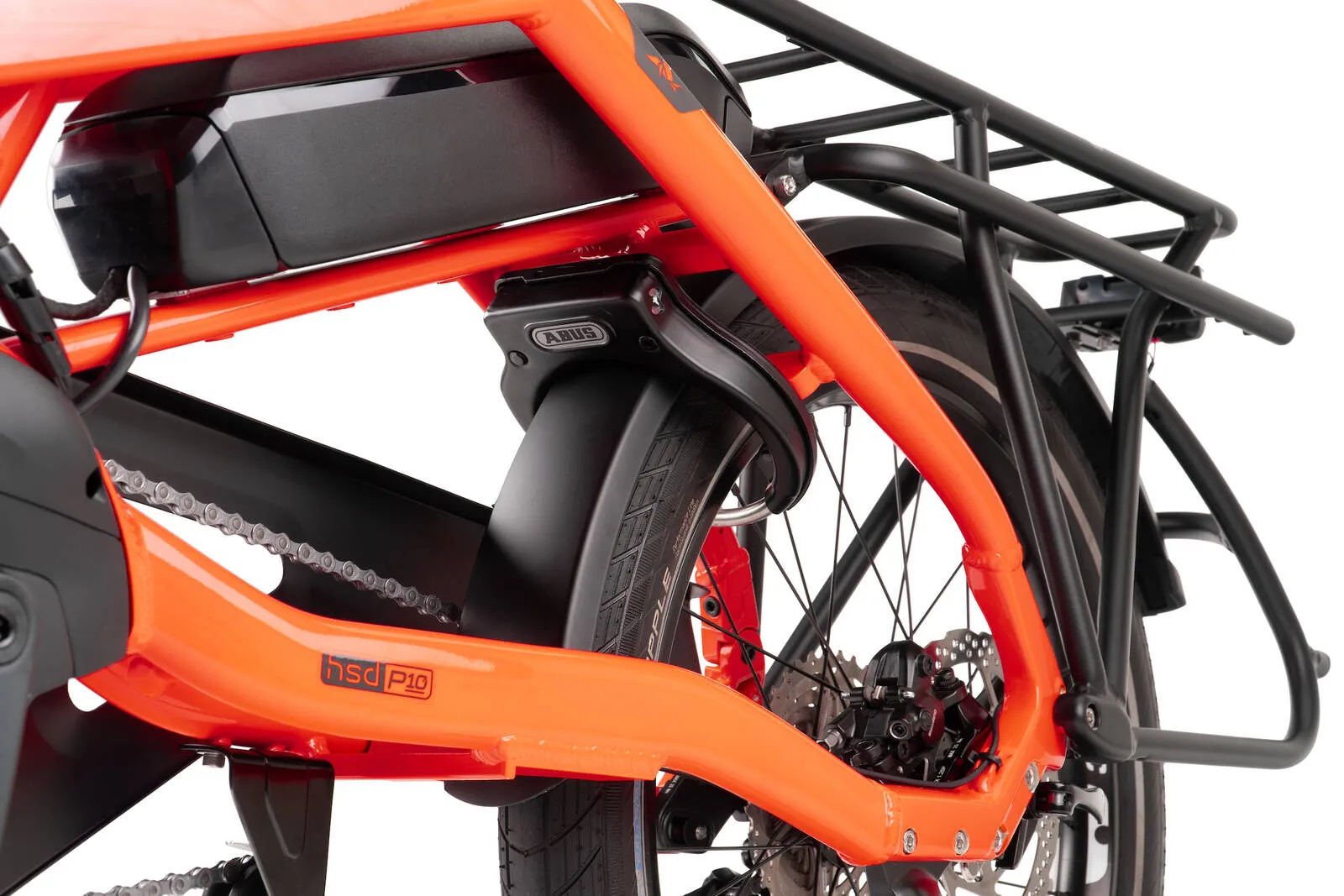 A close-up of the frame lock of a Tern HSD P10.
