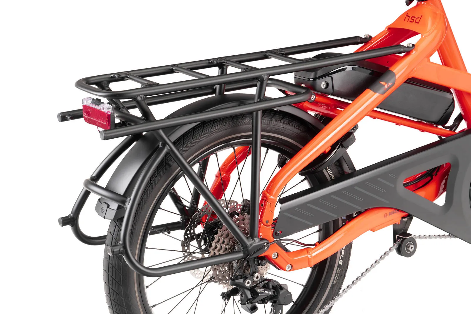 A close-up of the rack of a Tern HSD P10.