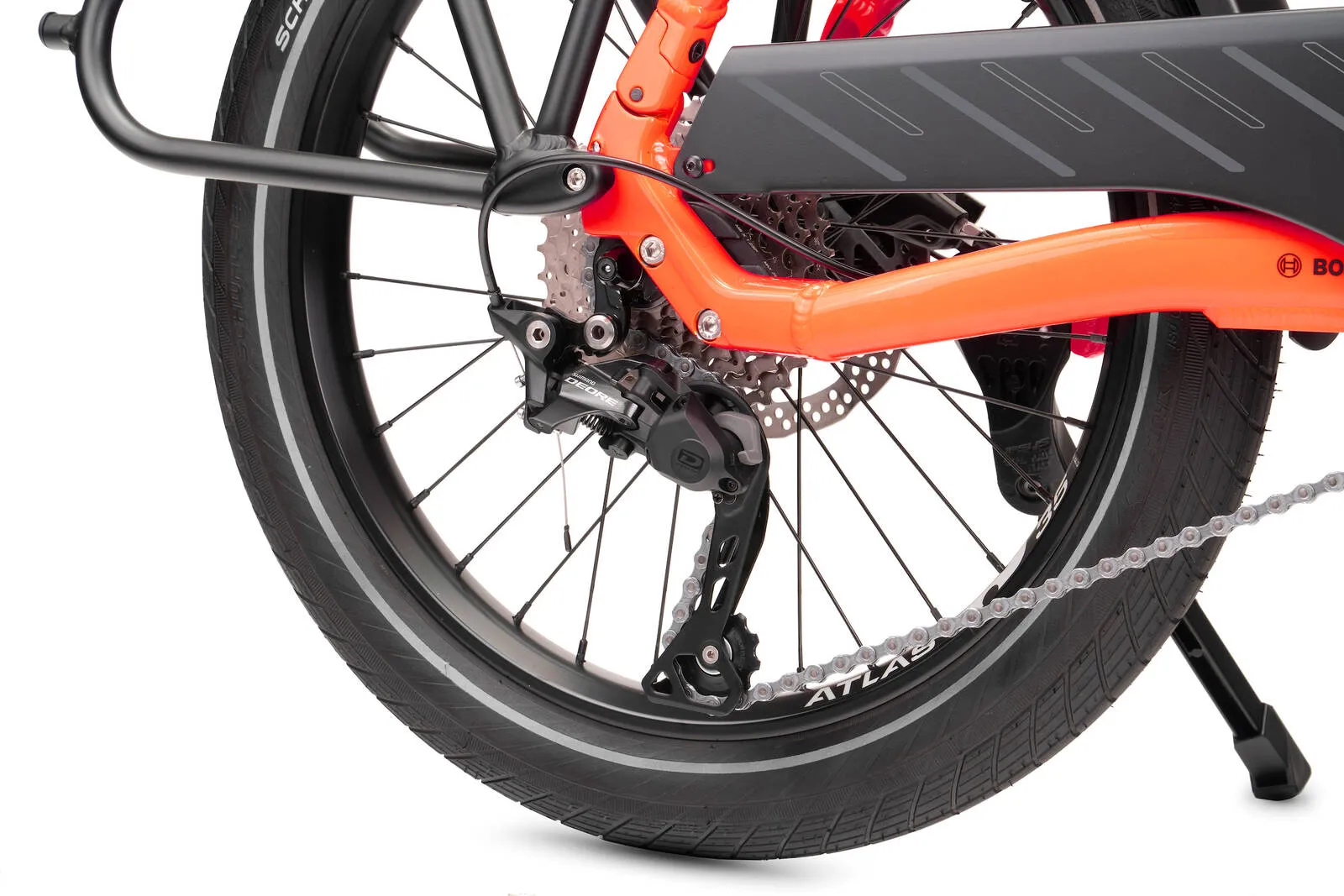 A close-up of the derailleur of a Tern HSD P10.