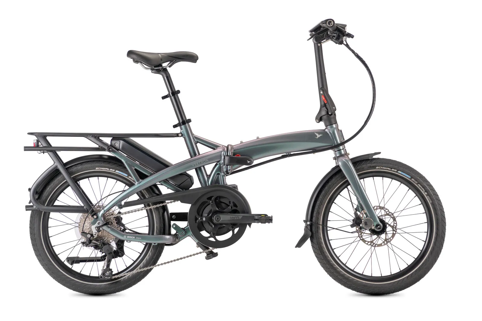 Tern Vektron P10 in urban verdant, side profile view.