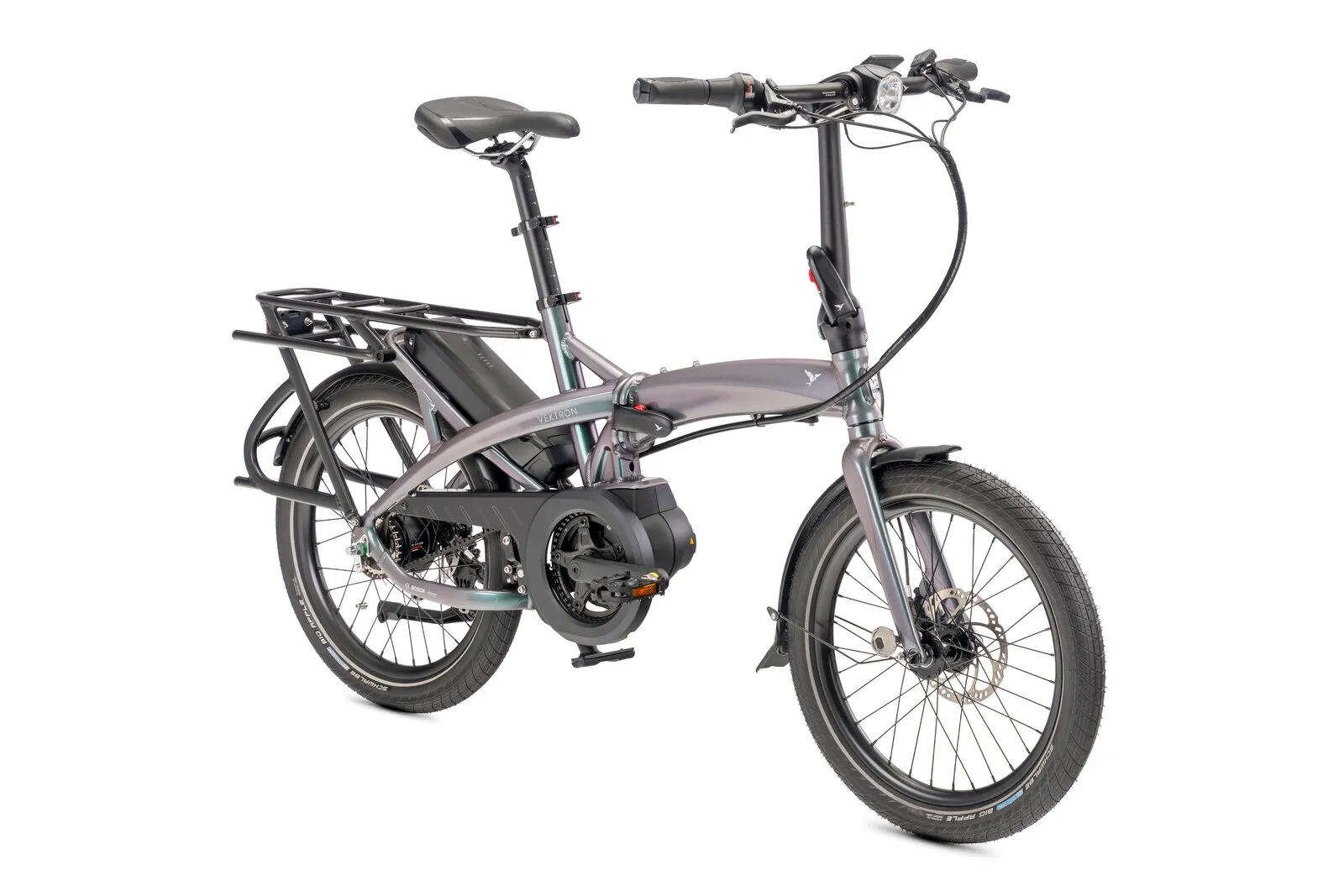 Tern Vektron P5i in urban verdant, front three-quarter view.