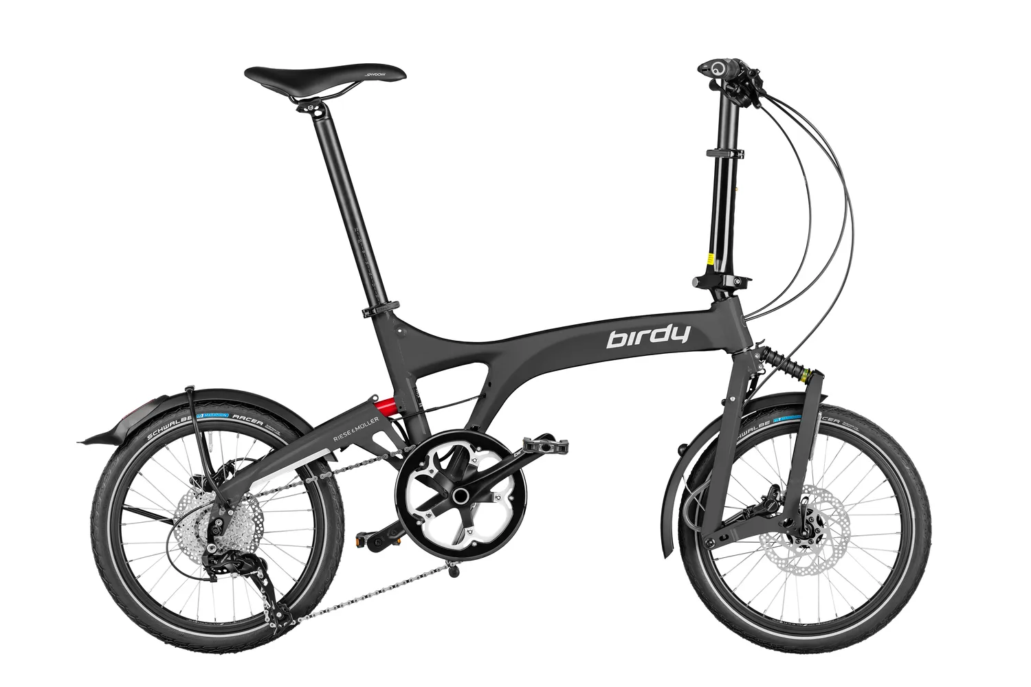 Riese & Müller Birdy touring in graphite matt with sport stem.