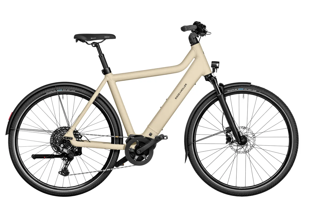 Riese & Müller Culture with a diamond frame in biscuit colour.