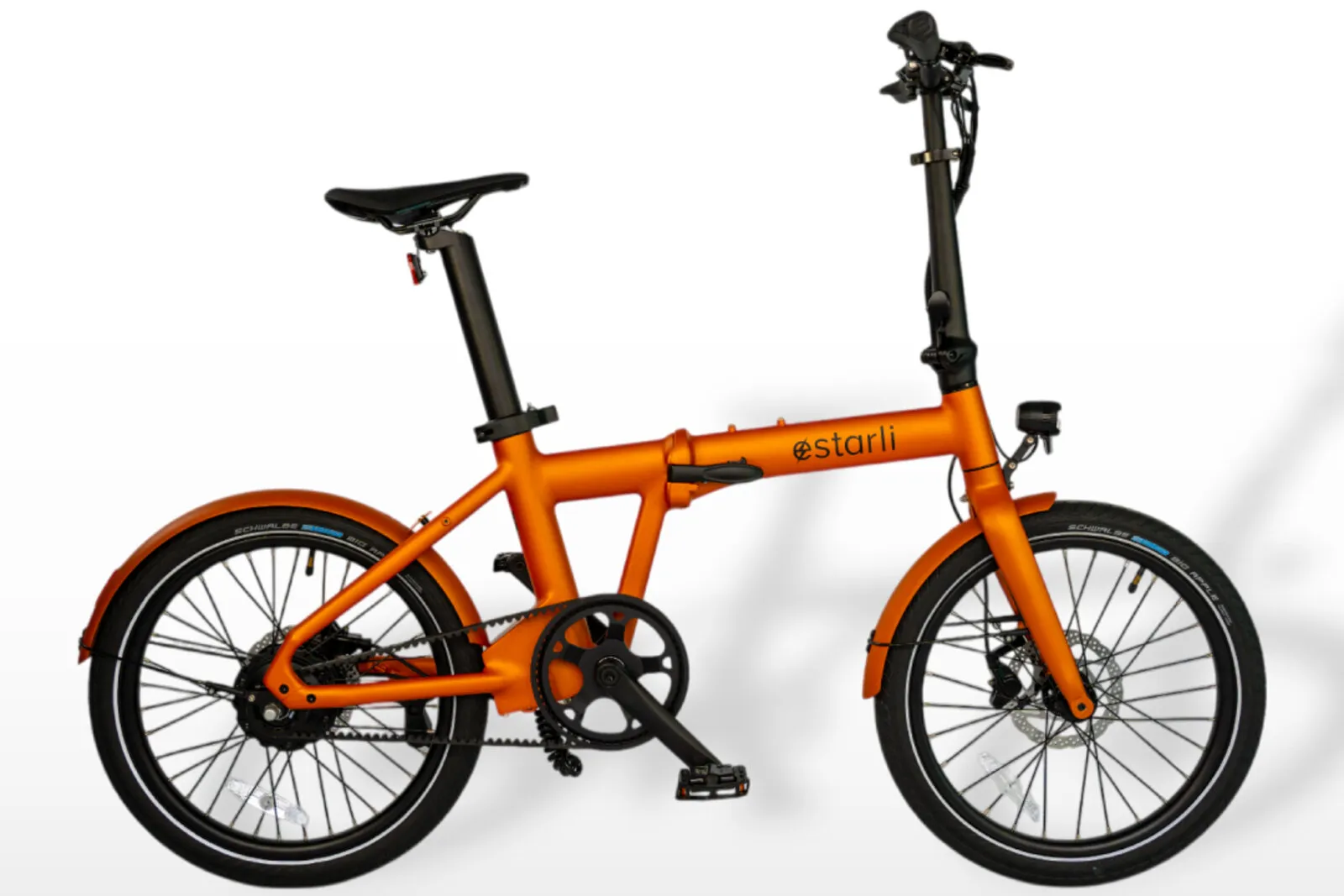 Estarli e20.X Pro in bronze with mudguards and black wall tyres.