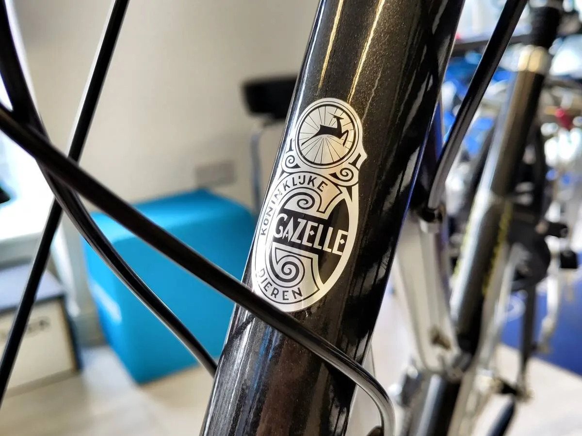Close-up of vintage Gazelle badge