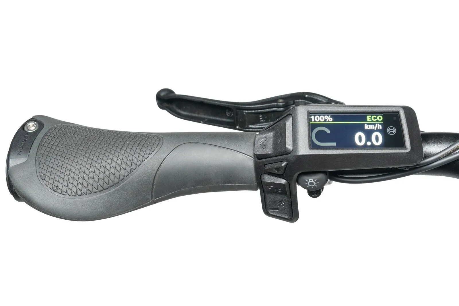 Close-up of the Bosch Purion 200 display and grip on a Tern GSD P00.