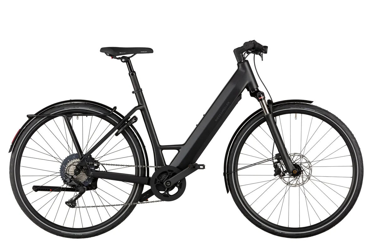 Riese & Müller UBN Six touring in black matt with suspension kit.